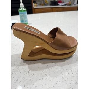 Steve Madden curved wooden Heel rare Y2K heeled vintage Sandal 10